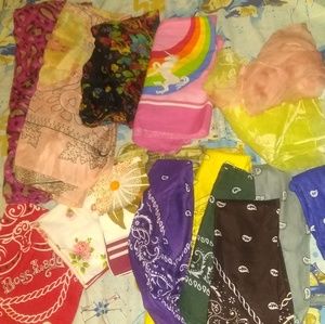 LOT OF SCARVES, BANDANAS AND HANDKERCHIEFS